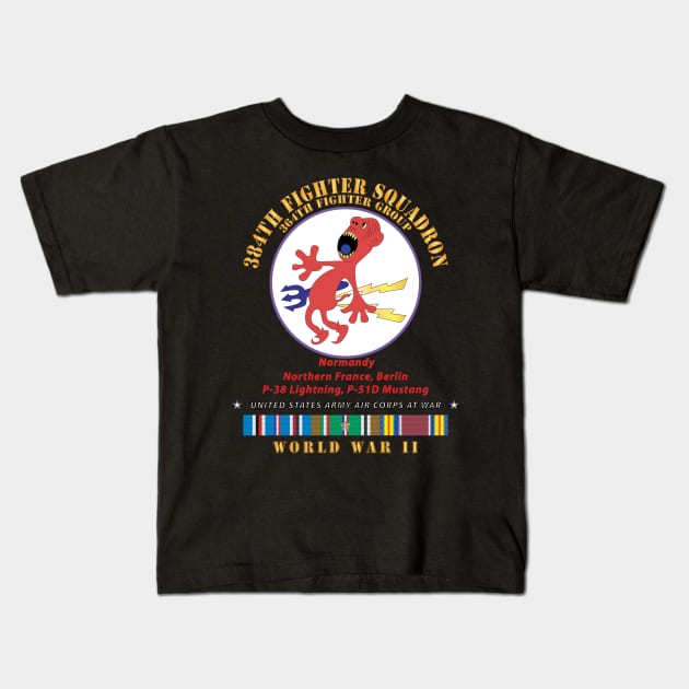 384th Fighter Squadron - 364th Fighter Group - Campaigns, WWII EUR SVC X 300 Kids T-Shirt by twix123844